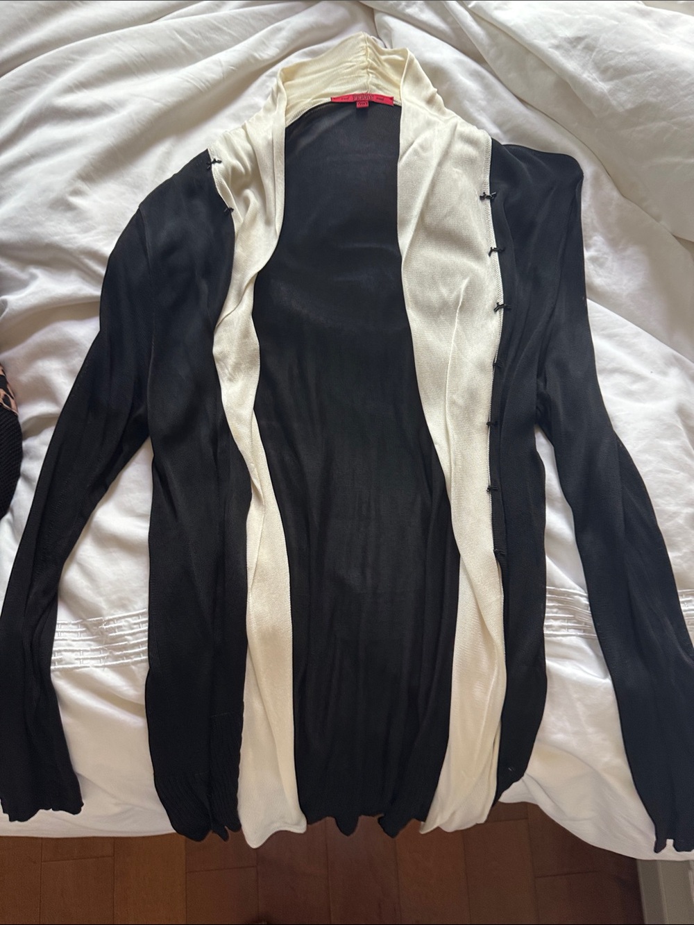 Gianfranco Ferre Black and Cream Open-Front Women's Cardigan